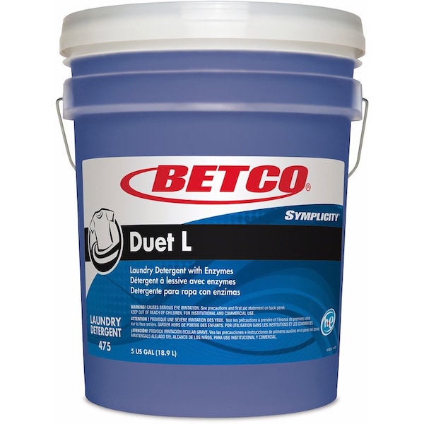 Betco Symplicity Duet L Laundry Detergent with Enzymes, Fresh Scent, 5 gal - 4750500