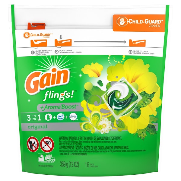 Gain Flings Gain Flings Original Scent Laundry Detergent Pod 12 oz 16 pk - 86750