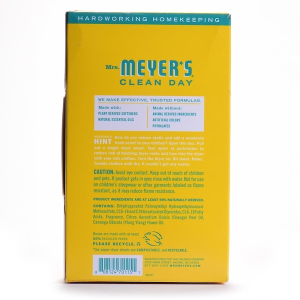 Mrs. Meyers Clean Day Mrs. Meyer's Clean Day Honeysuckle Scent Fabric Softener Sheets 80 oz 80 pk - 70115