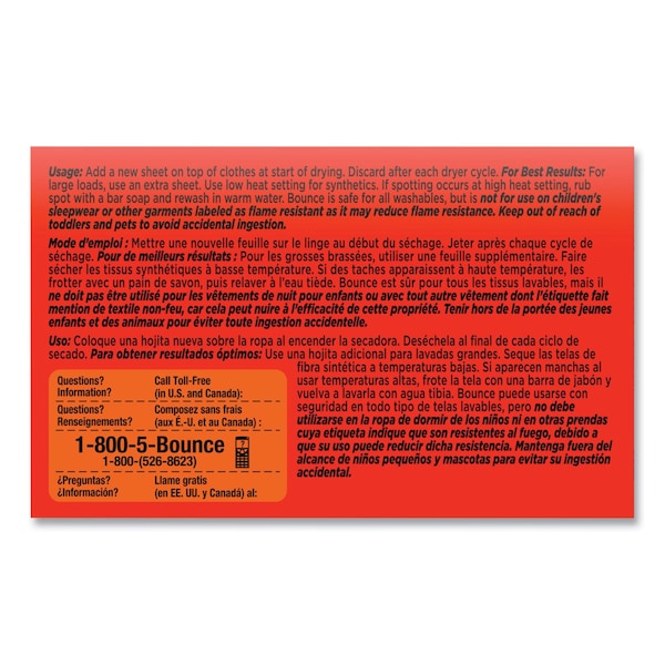 Bounce Fabric Softener Sheets, Outdoor Fresh, 2/Box, PK156, 156PK - 02664
