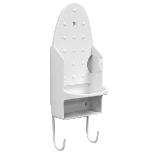 Home Basics Home Basics Wall Mount Ironing Board with Built-In Accessory Hooks, White - ZOR96171