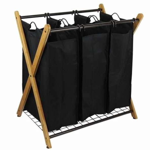Oceanstar Oceanstar XBS1484 X-Frame Bamboo 3-Bag Laundry Sorter  - XBS1484