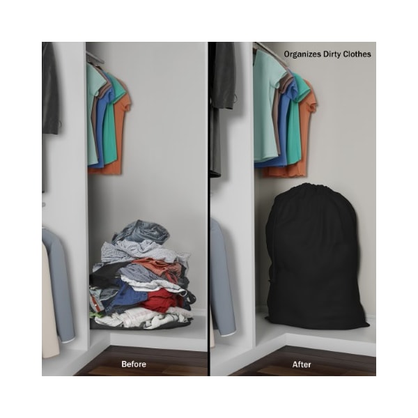 Hastings Home Heavy Duty Laundry Bag Jumbo Tear Resistant Nylon Hamper Liner with Drawstring, Home/ Travel (Black) - 921943FJW