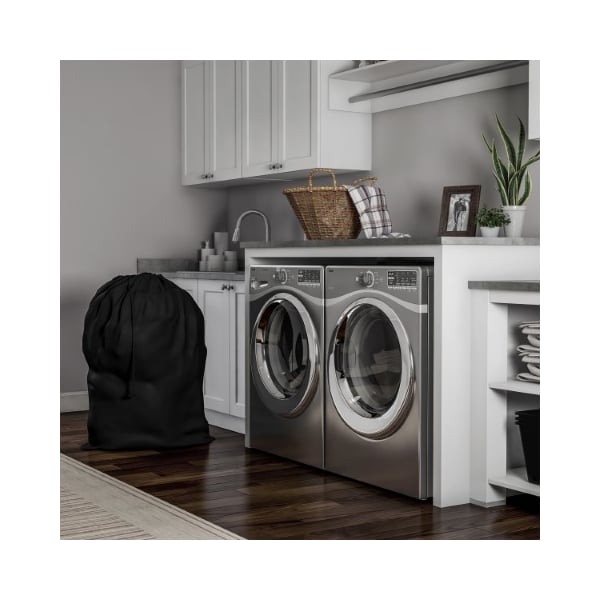 Hastings Home Heavy Duty Laundry Bag Jumbo Tear Resistant Nylon Hamper Liner with Drawstring, Home/ Travel (Black) - 921943FJW