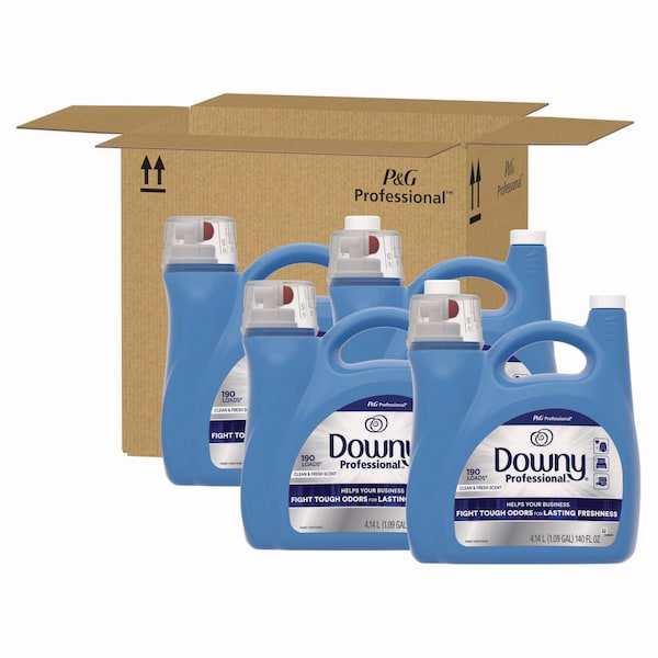 Downy Professional Commercial Liquid Fabric Softener, Clean and Fresh Scent, 140 oz Pour Bottle, 4PK - 80782763