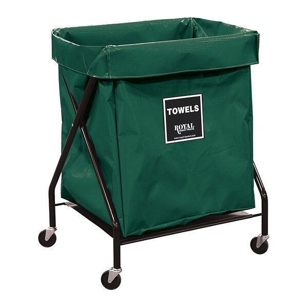 Royal Basket Trucks X-Frame Cart, 8 Bu, GN Vinyl, Towels - R08-EEX-XTA-3ONN
