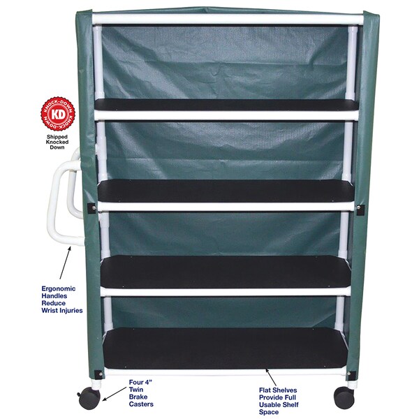 Mjm Internaitonal Jumbo Four Shelf Linen Cart, Standard Mesh - Yellow - 350-4C-SM-YL