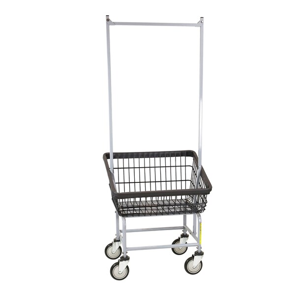 R&B Wire Products Dura-Seven Front Load Wire Laundry Cart with Double Pole Rack - 100T58/D7