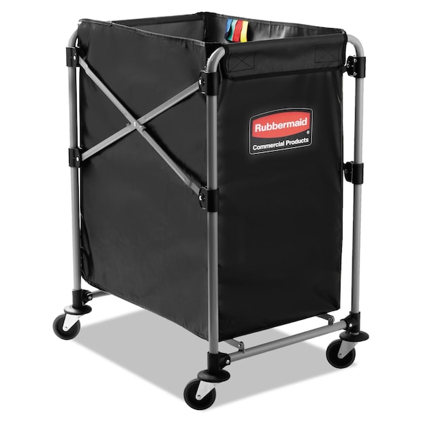 Rubbermaid Commercial Collapsible XCart, Steel, 4 Bushel Cart, 20.33w x 24.1d x 34h, Bk/Slvr - 1881749