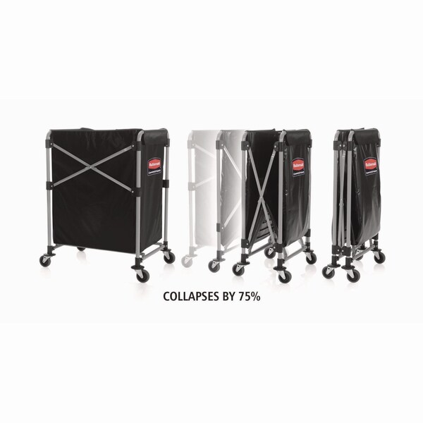 Rubbermaid Commercial Collapsible XCart, Steel, 4 Bushel Cart, 20.33w x 24.1d x 34h, Bk/Slvr - 1881749