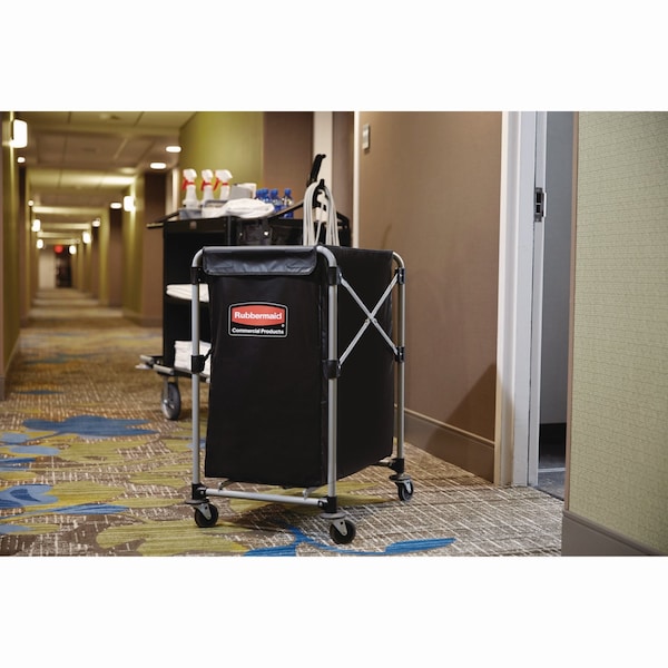 Rubbermaid Commercial Collapsible XCart, Steel, 4 Bushel Cart, 20.33w x 24.1d x 34h, Bk/Slvr - 1881749