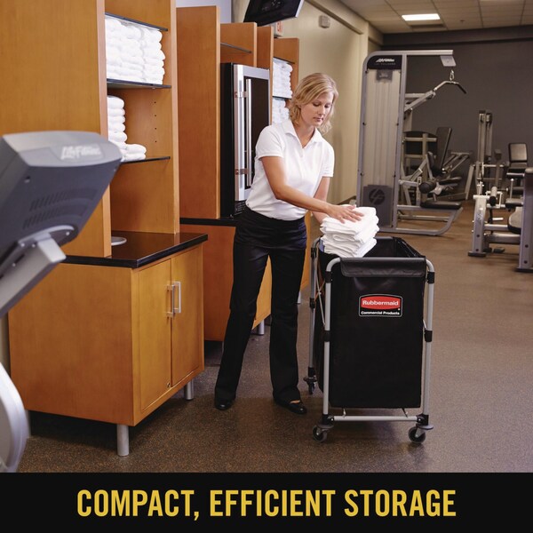 Rubbermaid Commercial Collapsible XCart, Steel, 4 Bushel Cart, 20.33w x 24.1d x 34h, Bk/Slvr - 1881749
