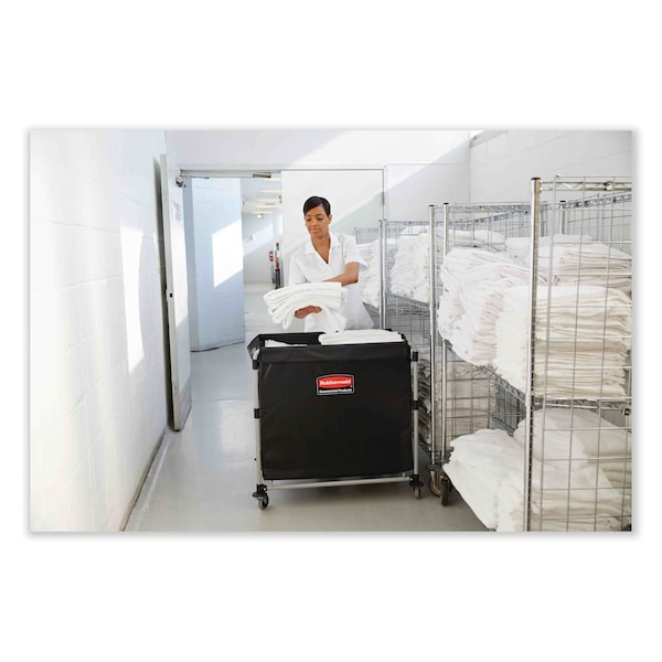 Rubbermaid Commercial Collapsible XCart, Steel, 8 Bushel Cart, 24.1w x 35.7d x 34h, Blk/Slvr - 1881750
