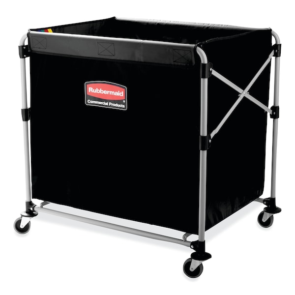 Rubbermaid Commercial Collapsible XCart, Steel, 8 Bushel Cart, 24.1w x 35.7d x 34h, Blk/Slvr - 1881750