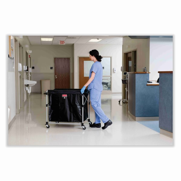Rubbermaid Commercial Collapsible XCart, Steel, 8 Bushel Cart, 24.1w x 35.7d x 34h, Blk/Slvr - 1881750