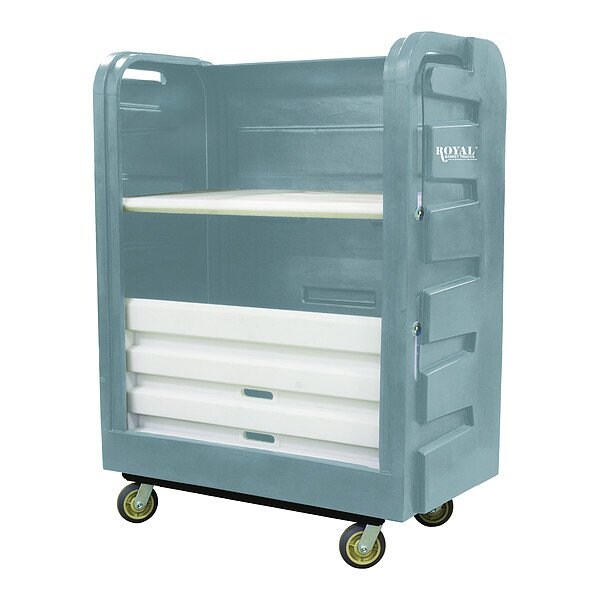 Royal Basket Trucks Linen Cart, Molded Plastic Shelves - G48-GRX-TPC-6UNN