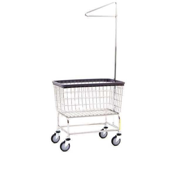 R&B Wire Products Wire Utility Cart with Single Pole Rack, 4.5 Bushel, Chrome - 200CFC91C