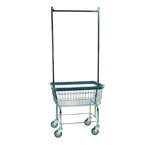 R&B Wire Products Economy Rolling Wire Laundry Cart with Double Pole Rack, 2.5 Bushel, Chrome - 96CBC58C