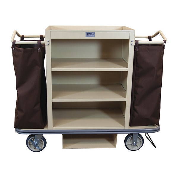 Royal Basket Trucks Housekeeping Cart, Beige, Deluxe - G55-TNX-M3C-2DN