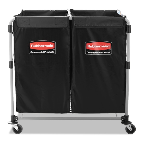 Rubbermaid Commercial Collapsible X-Cart, Steel, 2-4 Bushel Cart, 24.1Wx35.7Dx34H, Blk/Slvr - 1881781