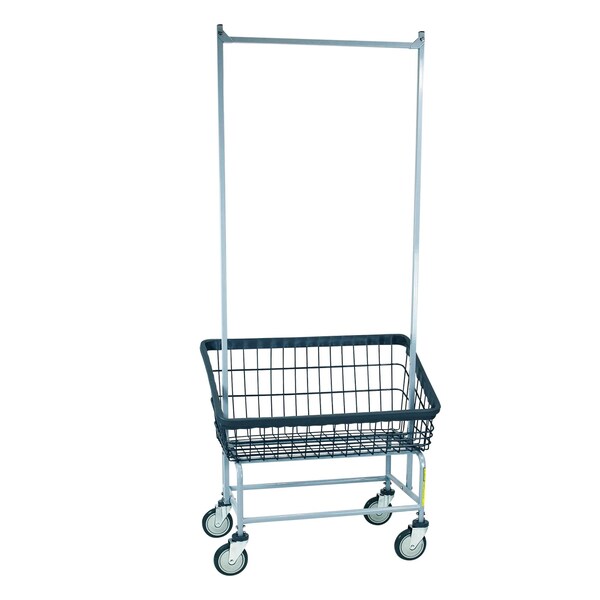 R&B Wire Products Dura-Seven Large Front Load Wire Laundry Cart with Double Pole Rack, 3.75 Bushel - 200S56/D7