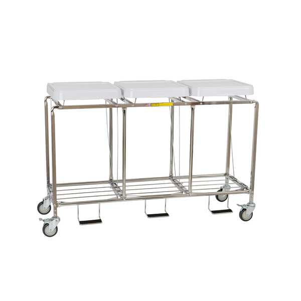 R&B Wire Products Triple "Leakproof" Hamper with Foot Pedal, No Bags - 686NB