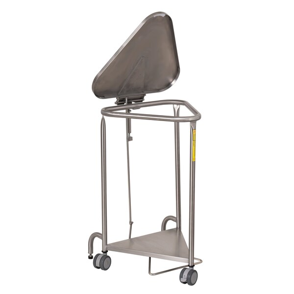 R&B Wire Products Deluxe Triangular Hamper with Quiet Closure Lid, Stainless Steel - 669SS