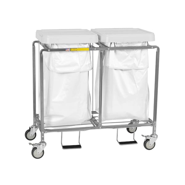 R&B Wire Products Double "Leakproof" Hamper with Foot Pedal, Two White Bags - 684W
