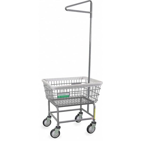 R&B Wire Products Antimicrobial Wire Utility Cart with Single Pole Rack, 2.5 Bushel - 100E91/ANTI