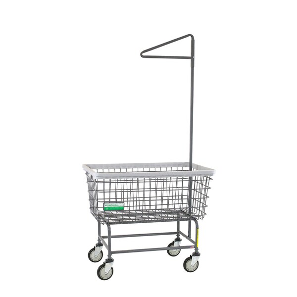 R&B Wire Products Antimicrobial Wire Utility Cart with Single Pole Rack, 6 Bushel - 201H91/ANTI