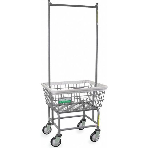 R&B Wire Products Antimicrobial Wire Utility Cart with Double Pole Rack, 2.5 Bushel - 100E58/ANTI