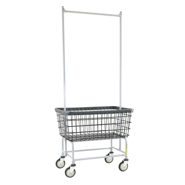 R&B Wire Products Wire Utility Cart with Double Pole Rack, 4.5 Bushel, Dura-Seven Anti-Rust Coating - 200F56/D7