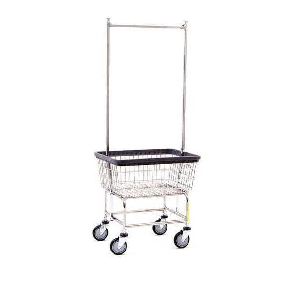R&B Wire Products Wire Utility Cart with Double Pole Rack, 2.5 Bushel, Chrome - 100CEC58C