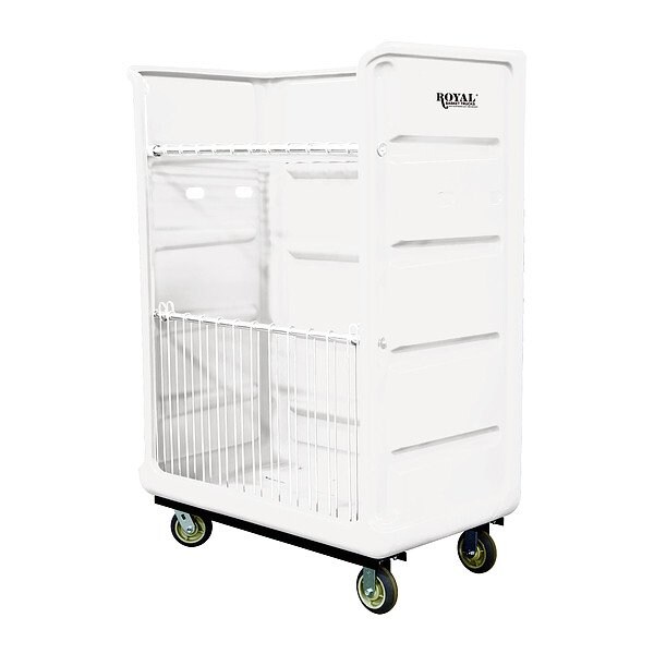 Royal Basket Trucks Linen Cart, Chrome Coated Wire Shelves - G48-WHX-TAA-6UNN