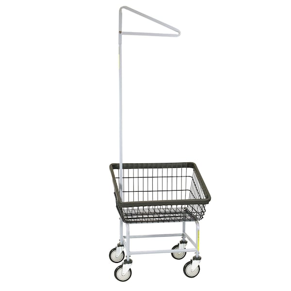 R&B Wire Products Dura-Seven Front Load Wire Laundry Cart with Single Pole Rack - 100T91/D7