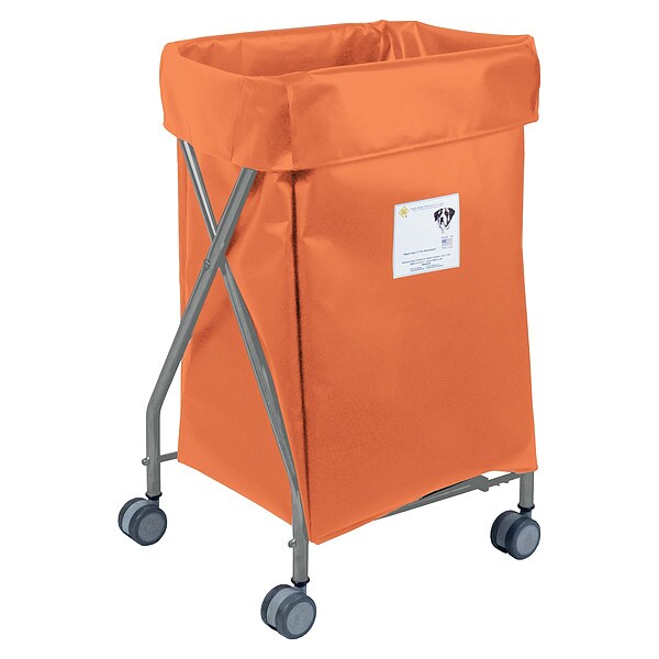 R&B Wire Products Narrow Collapsible Hamper, 5 Bushel Capacity, Orange Vinyl - 654O