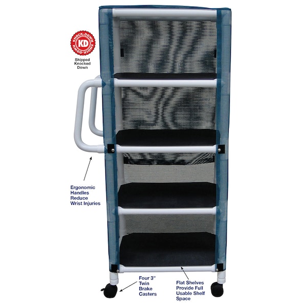 Mjm Internaitonal Four Shelf Linen Cart, Standard Mesh - Mauve - 325-4C-SM-MV