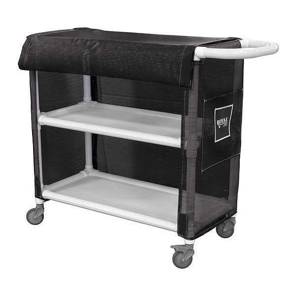 Royal Basket Trucks PVC Cart, 42", 2 Shlf, Black Mesh - R42-KKX-L2A-3ULN