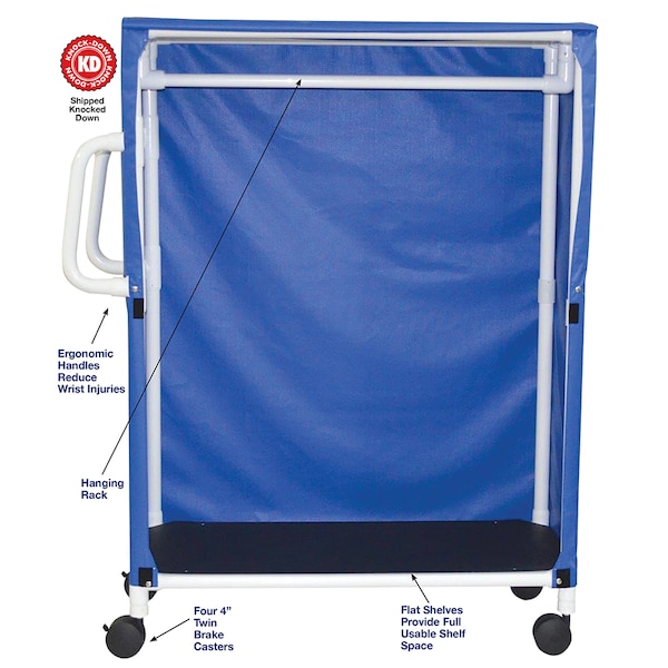 Mjm Internaitonal 1-Shelf Linen Hanging Cart, Standard Mesh - Mauve - 345-1C-6T-SM-MV