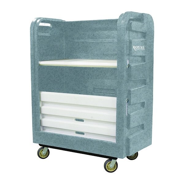 Royal Basket Trucks Linen Cart, Molded Plastic Shelves - G48-GRG-TPC-6UNN