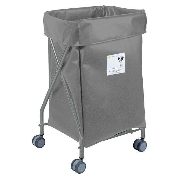 R&B Wire Products Wide Collapsible Hamper, 5 Bushel Capacity, Gray Vinyl - 655G