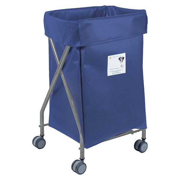 R&B Wire Products Wide Collapsible Hamper, 5 Bushel Capacity, Navy Vinyl - 655NVY