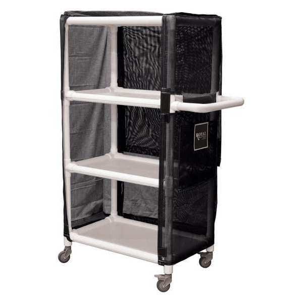 Royal Basket Trucks PVC Cart, 24", 3 Shlf, Black Mesh - R24-KKX-L3A-3ULN