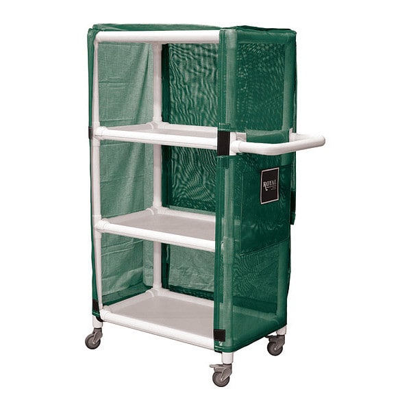 Royal Basket Trucks PVC Cart, 24", 3 Shlf, Green Mesh - R24-EEX-L3A-3ULN