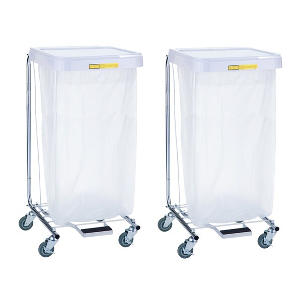R&B Wire Products Single Medium Duty Hamper with Foot Pedal, 35" High, 2 Pack - 692-2PK
