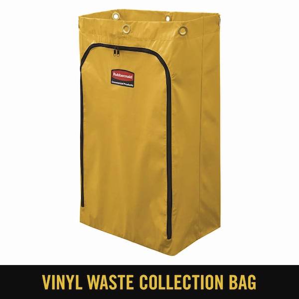 Rubbermaid Commercial Zippered Vinyl Cleaning Cart Bag, 24 gal, 17.25" x 30.5", Yellow - 1966719