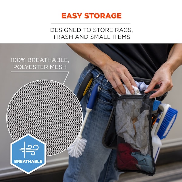 Ergodyne Zippered Mesh Wash Bag 10 Pack, Black - 13721