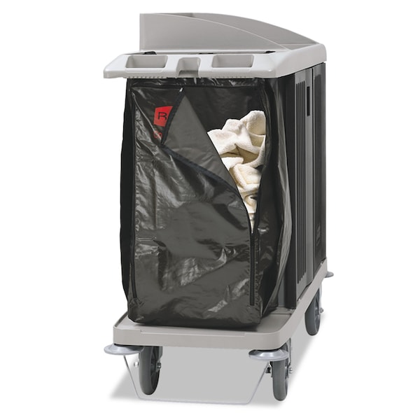 Rubbermaid Commercial Zippered Vinyl Cleaning Cart Bag, 25 gal, 17" x 33", Brown - 1966885