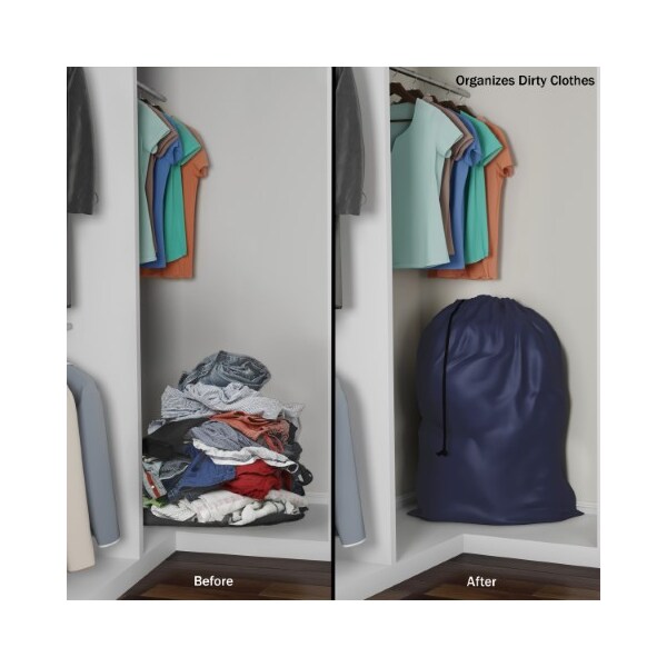 Hastings Home Heavy Duty Laundry Bag, Jumbo Tear Resistant Nylon Hamper with Drawstring, Storage/Travel(Navy Blue) - 812846ZMD