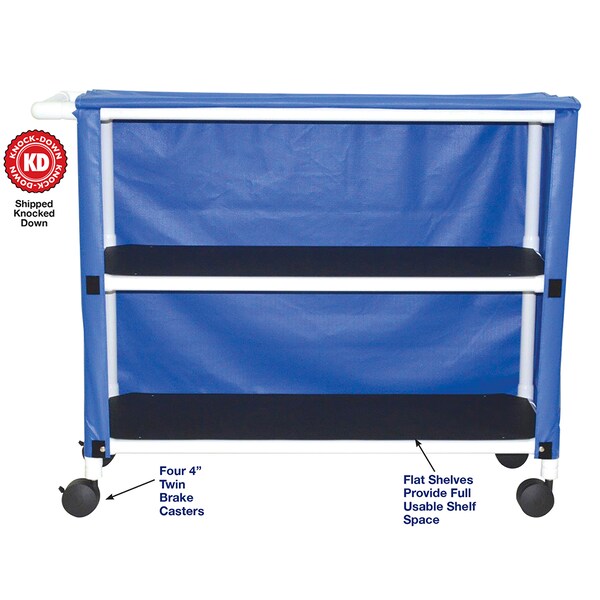 Mjm Internaitonal Jumbo Two Shelf Linen Cart, Standard Mesh - Grey - 350-2C-SM-GY